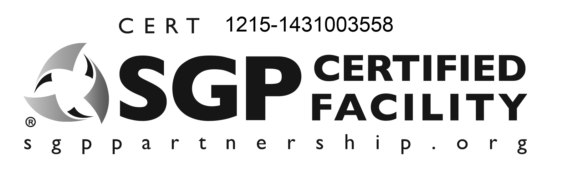 SGP Certified Facility w Cert # Logo B & W